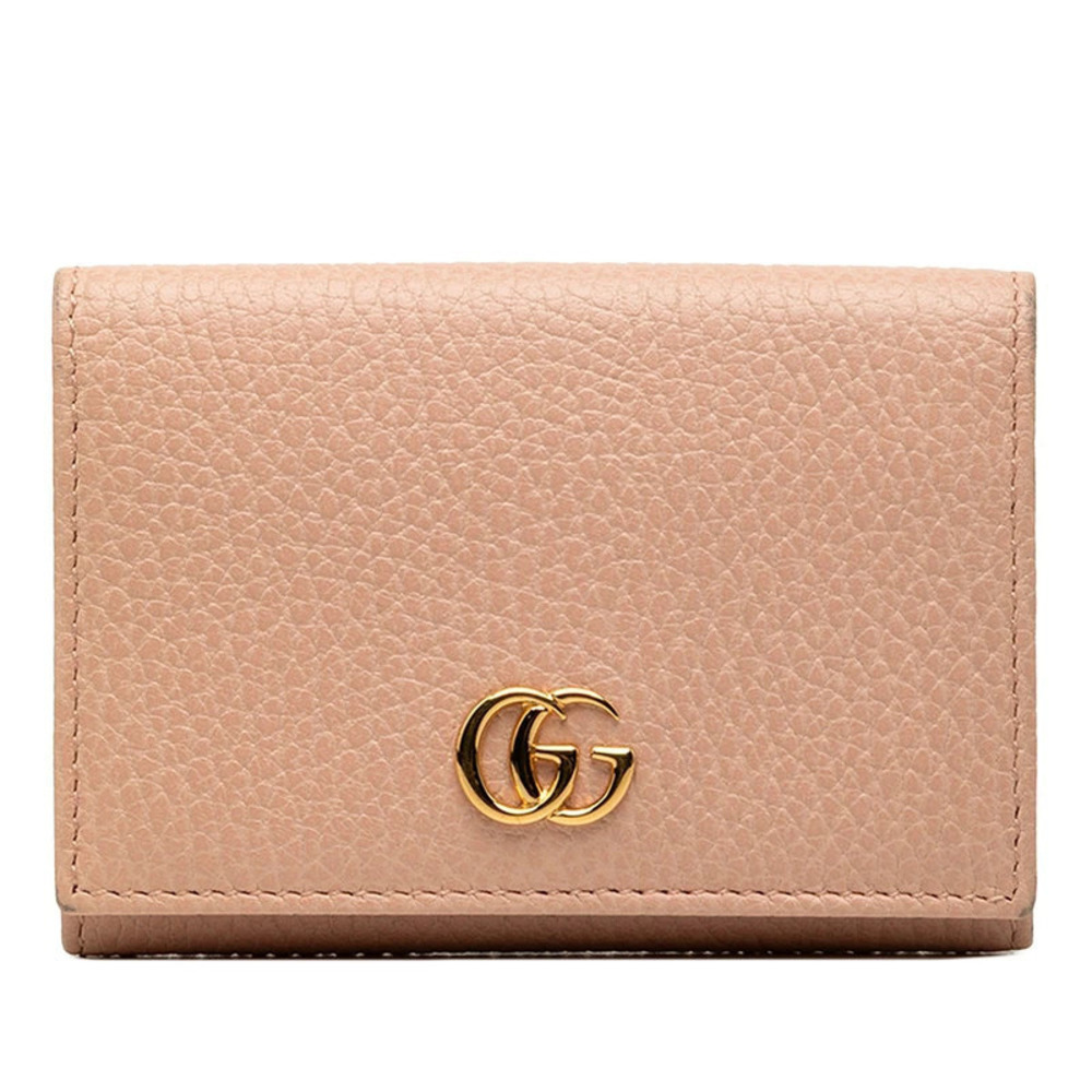 Gucci GG Marmont Card Case Wallet Pink Leather